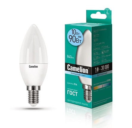 Лампа светодиодная Лампа светодиодная CAMELION LED10CW35/845/E14