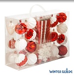 WINTER GLADE Набор ёлочных шаров, пластик, / микс, 51 шт в упаковке, 90251G309 белый/красный